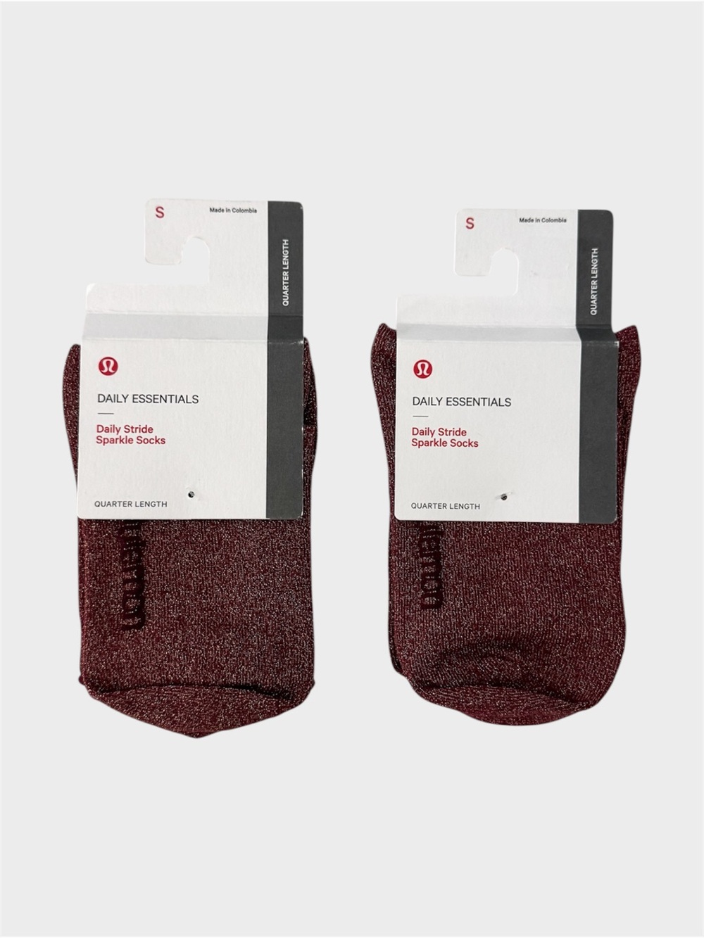 Lululemon Daily Stride Sparkle Quarter Sock, Size S - 2 Pairs